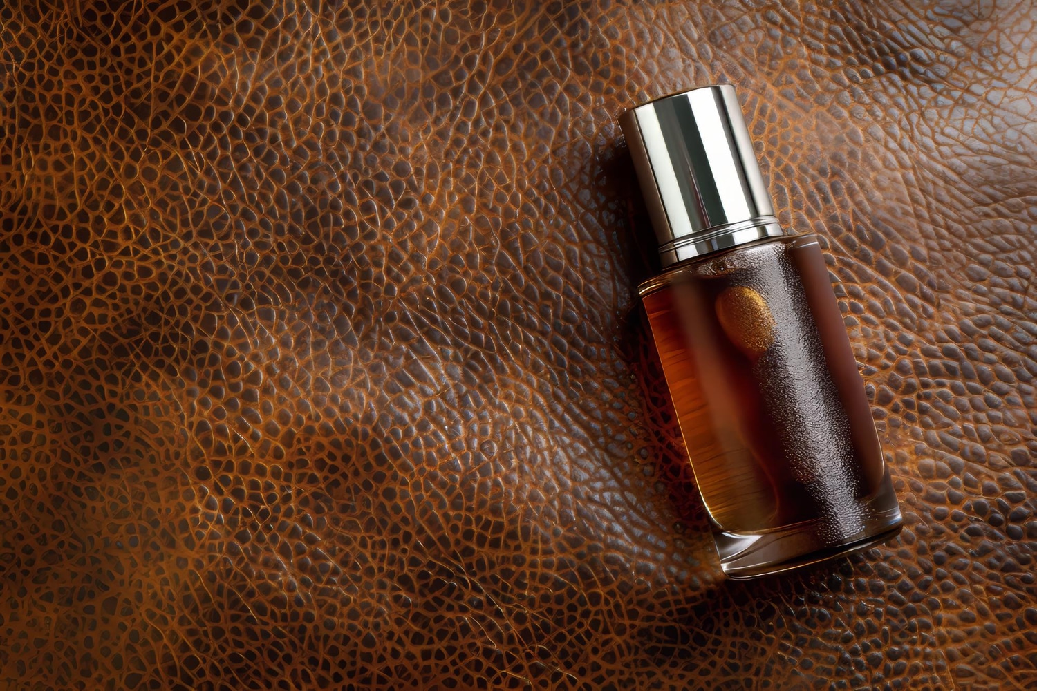 Perfumy na skórzanym tle