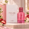 Różowy flakon Loris Inflame Icon Pink z metaliczną nakrętką obok biało-różowego pudełka.